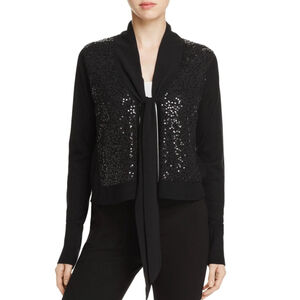 Donna Karan Women's Tie Collar Sequin Cardigan